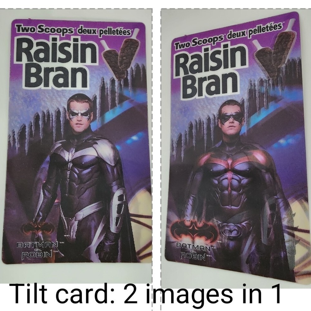 KELLOGS Raisin Bran Batman Robin Lenticular 3D Tilt Card 1997 Wiggle Picture